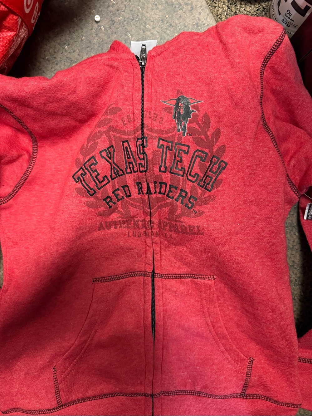 Texas Tech Red Raiders Kids Red Zip-Up Hoodie size large 10/12